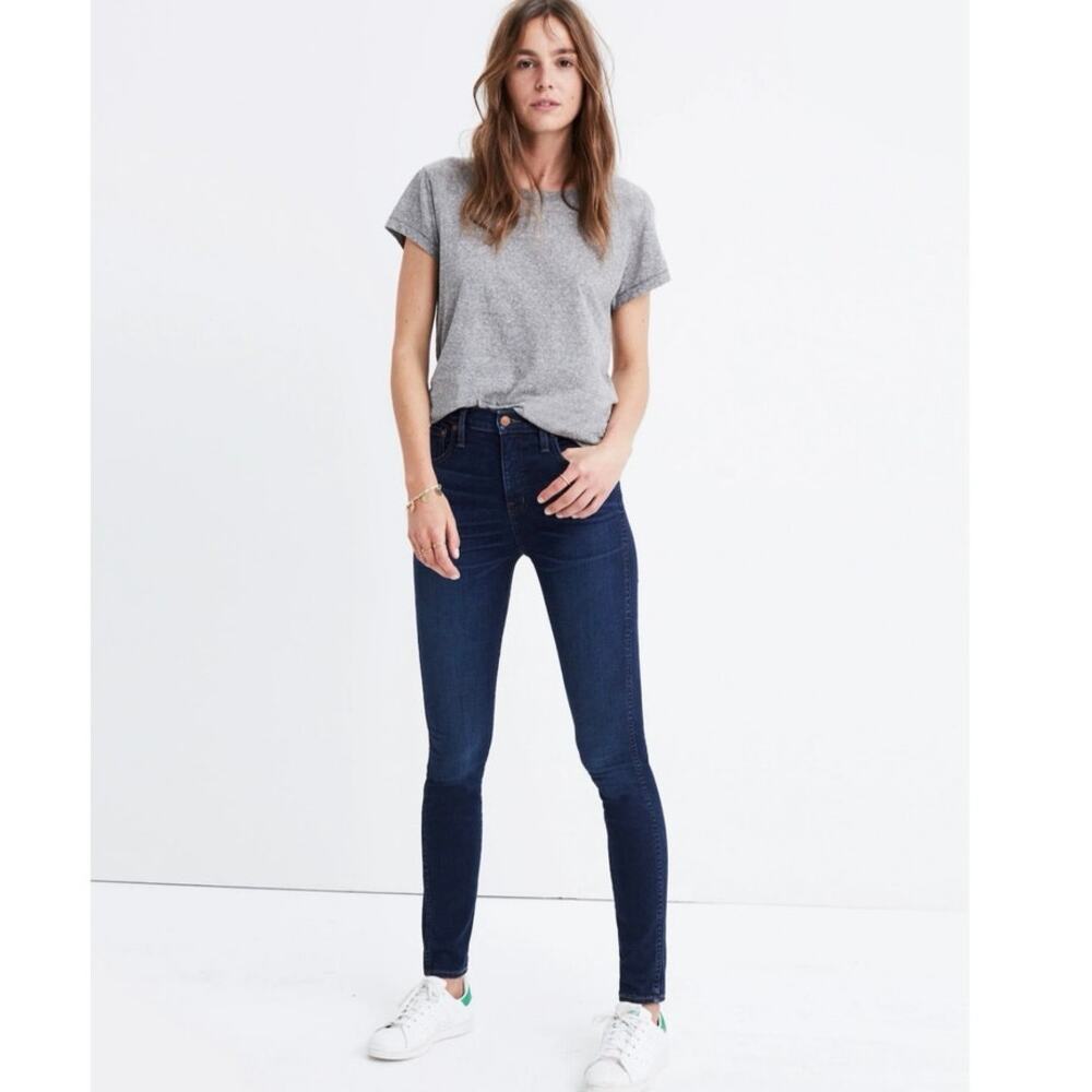 Madewell Dark Wash 25 Petite 10" High Rise Skinny Jeans Hayes Wash Casual Preppy